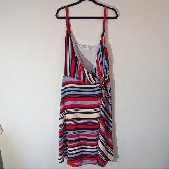 Cooper St Red Blue Striped Genuine Wrap Dress - Picture 2 of 7